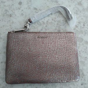 Fossil Metallic Leather Wristlet Pouch